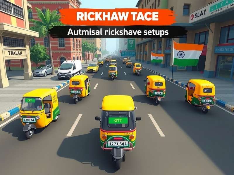 Crossy Rickshaw Race tips infographic showing optimal rickshaw setups for different Indian cities